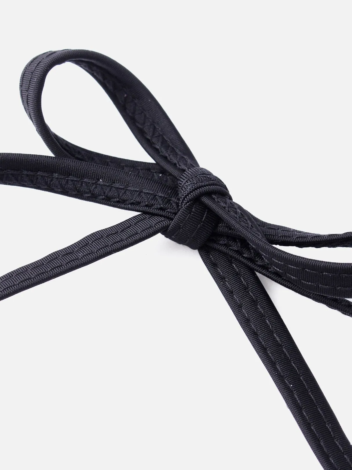 Wholesale Halter V-Neck Embroidered Lace-Up Wireless Sleeveless Black Bikinis