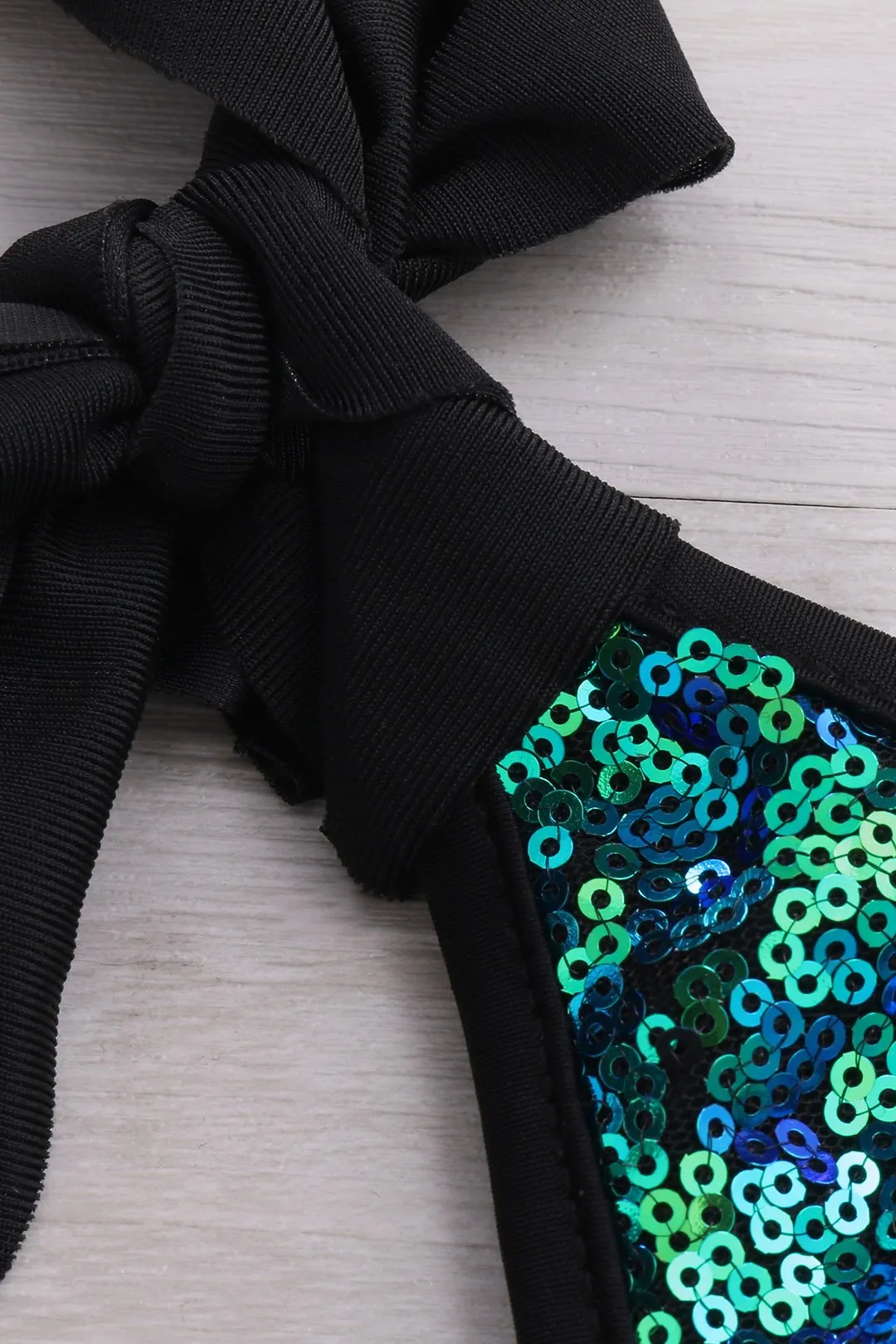 Wholesale Off The Shoulder Sleeveless Sequins Embellished Bikinis