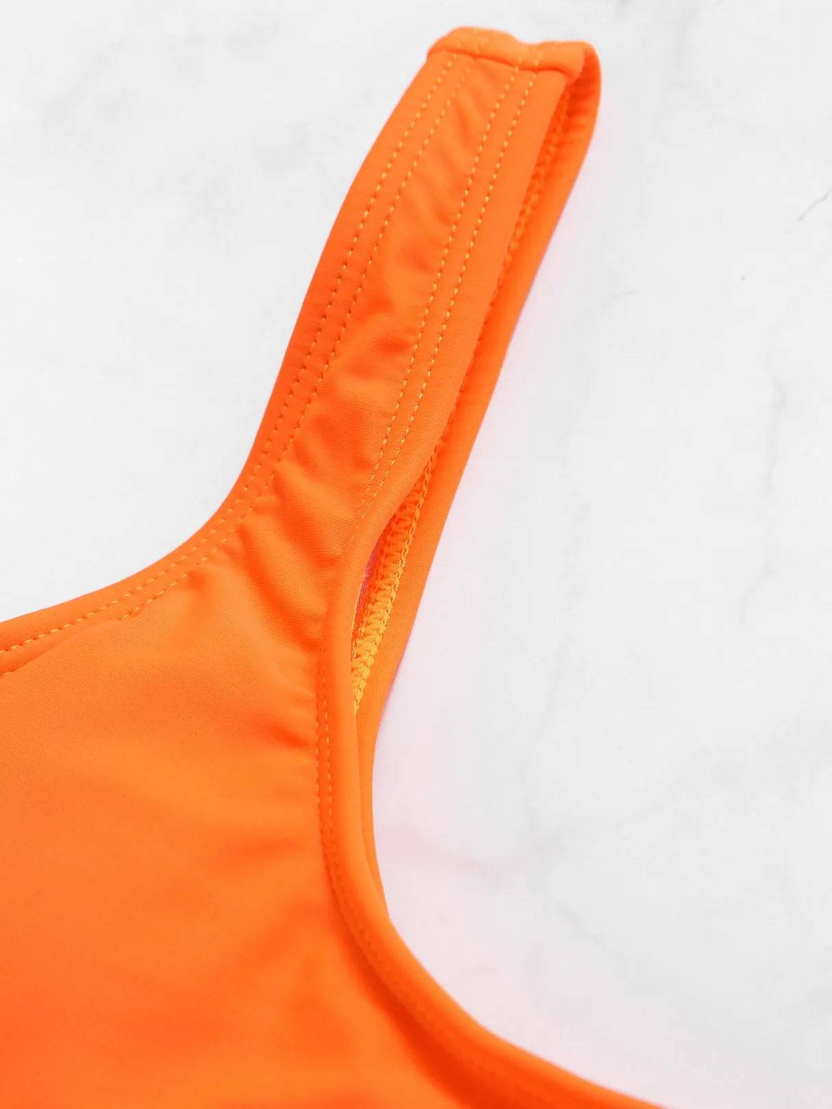 Wholesale Orange Scoop Neck Plain High Waist 2 Piece Bikinis