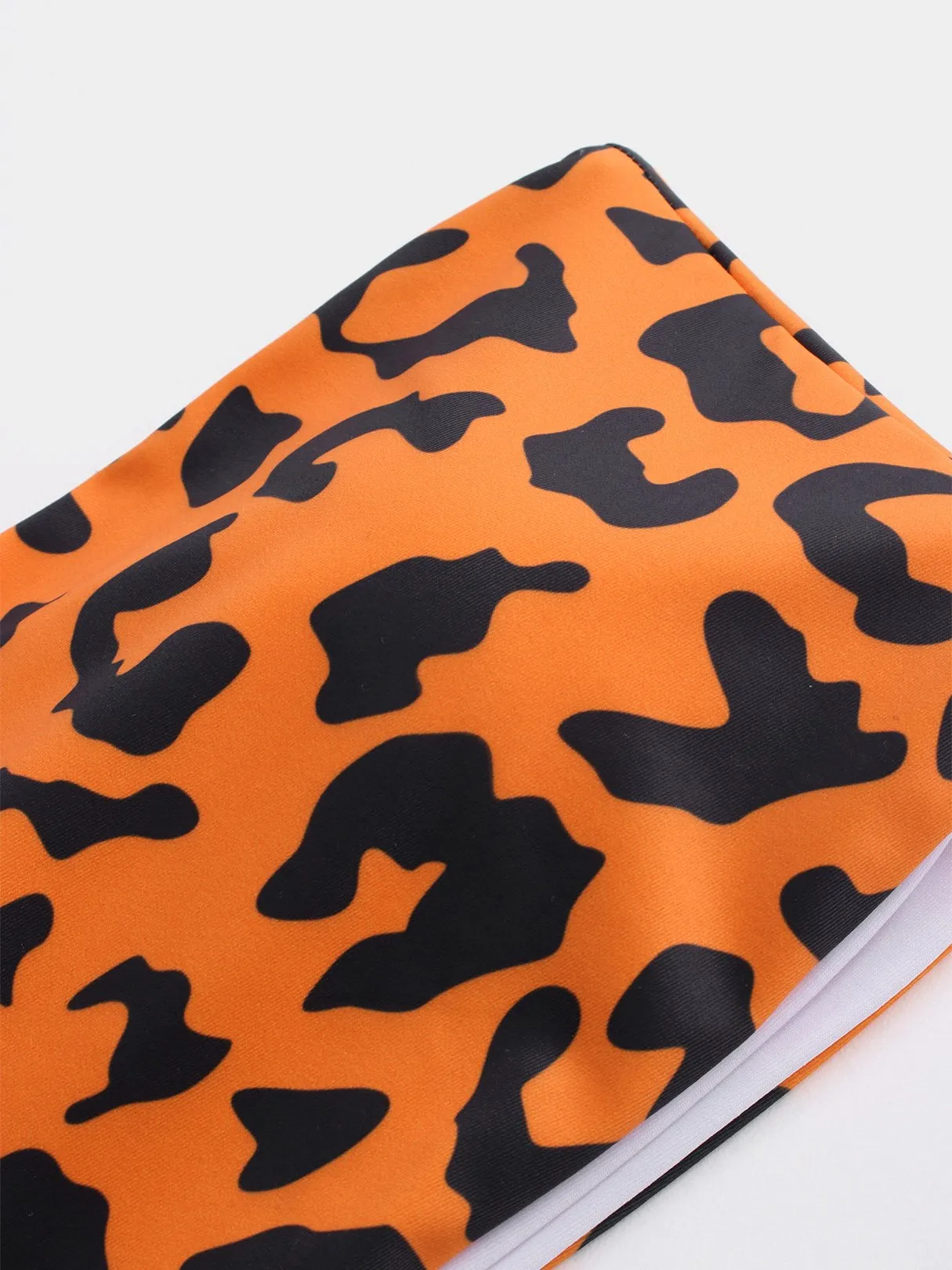 Wholesale Orange Strapless Sleeveless Leopard High-Waisted Bikinis