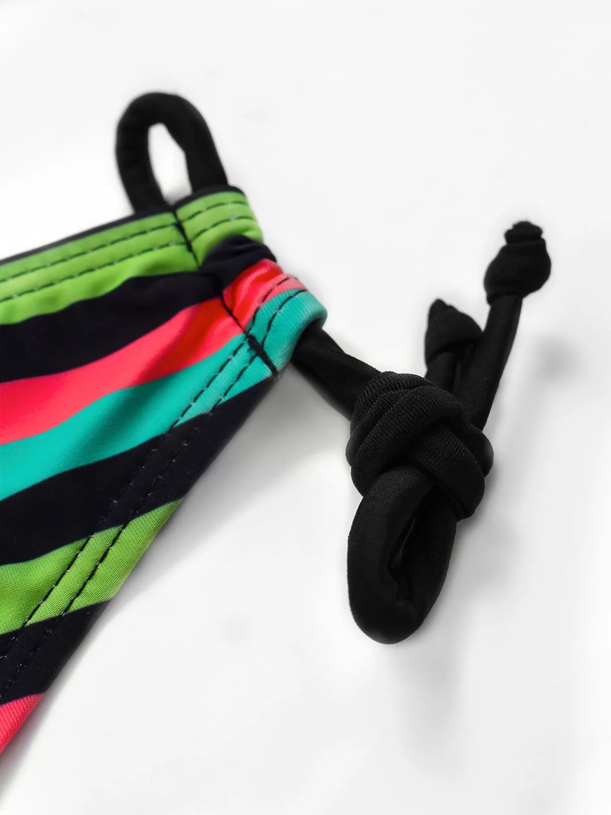 Wholesale Orange V-Neck Sleeveless Stripe Self-Tie Bikinis