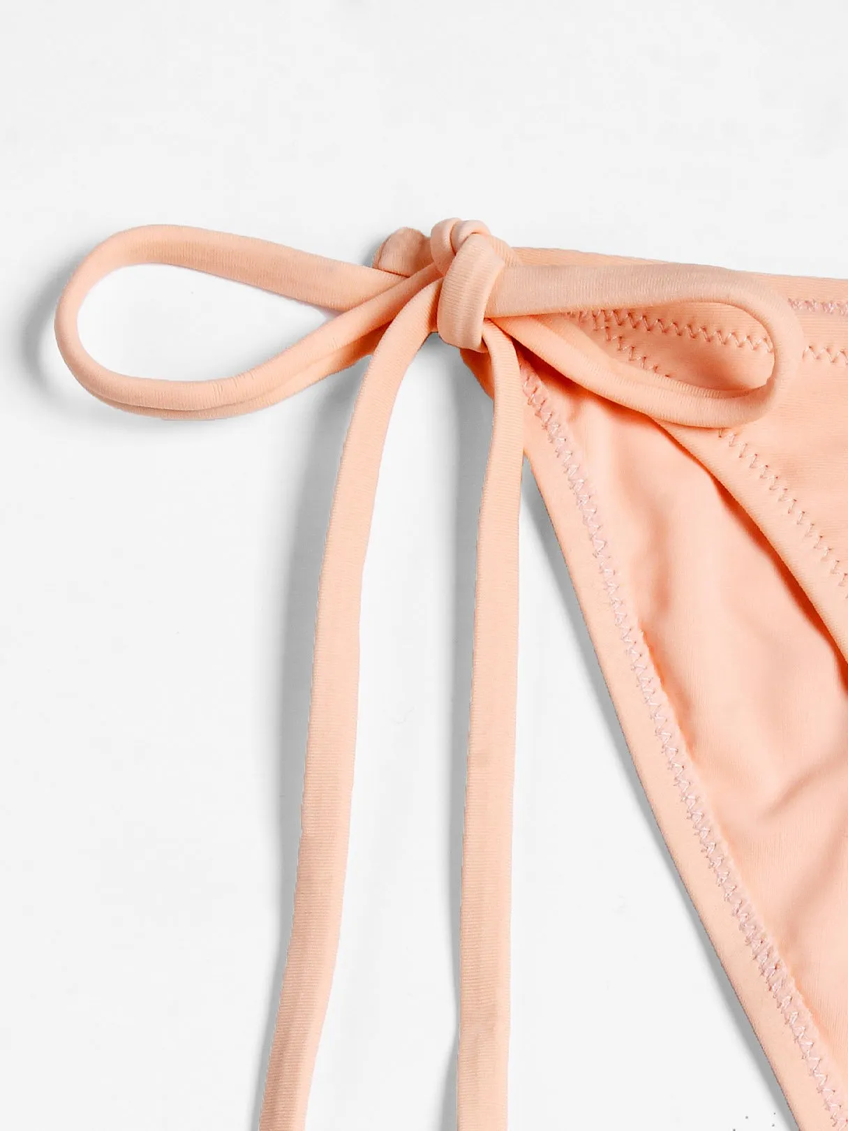Wholesale Pink Halter Sleeveless Lace-Up Wireless Bikinis