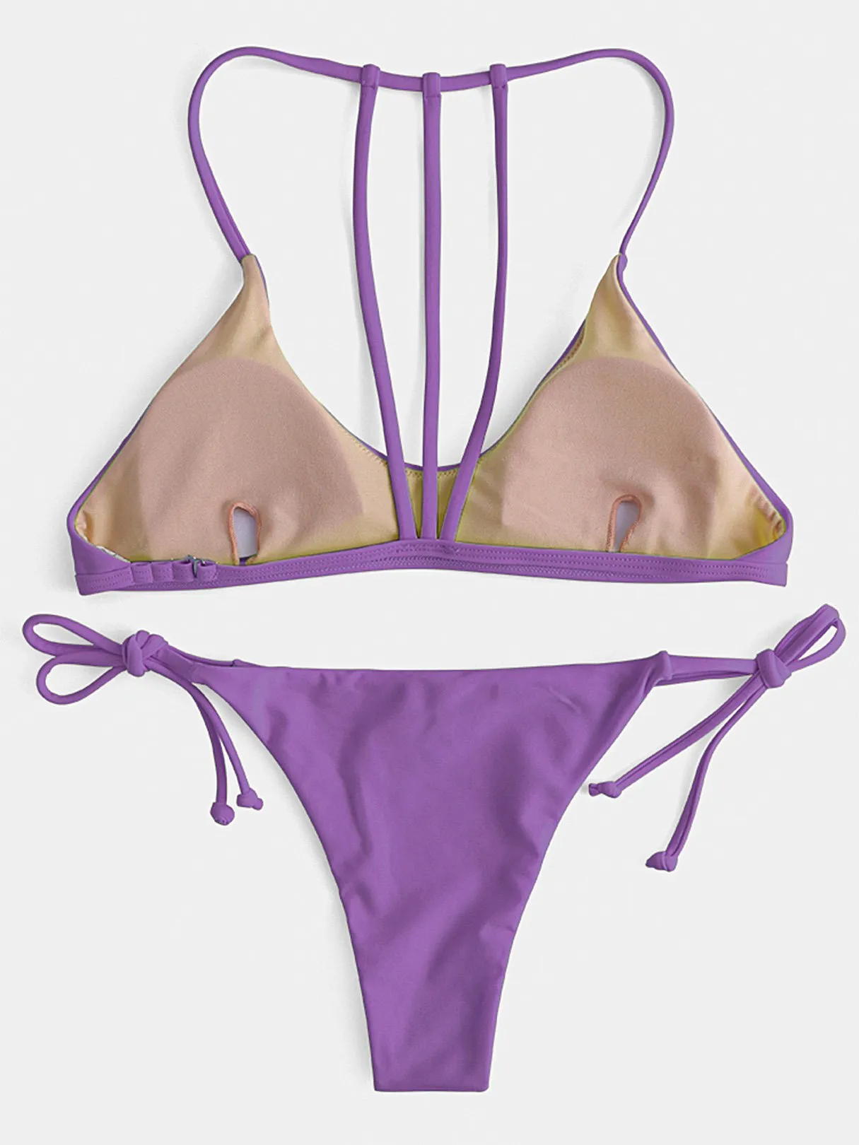 Wholesale Purple Scoop Neck Backless Tie-Up Bikini