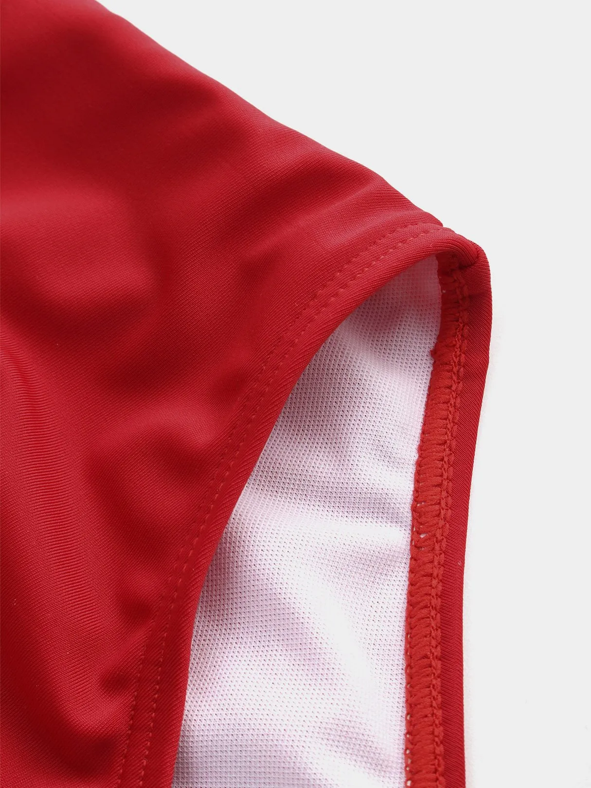 Wholesale Red Sleeveless Plain Ruffle Trim Bikini Sets