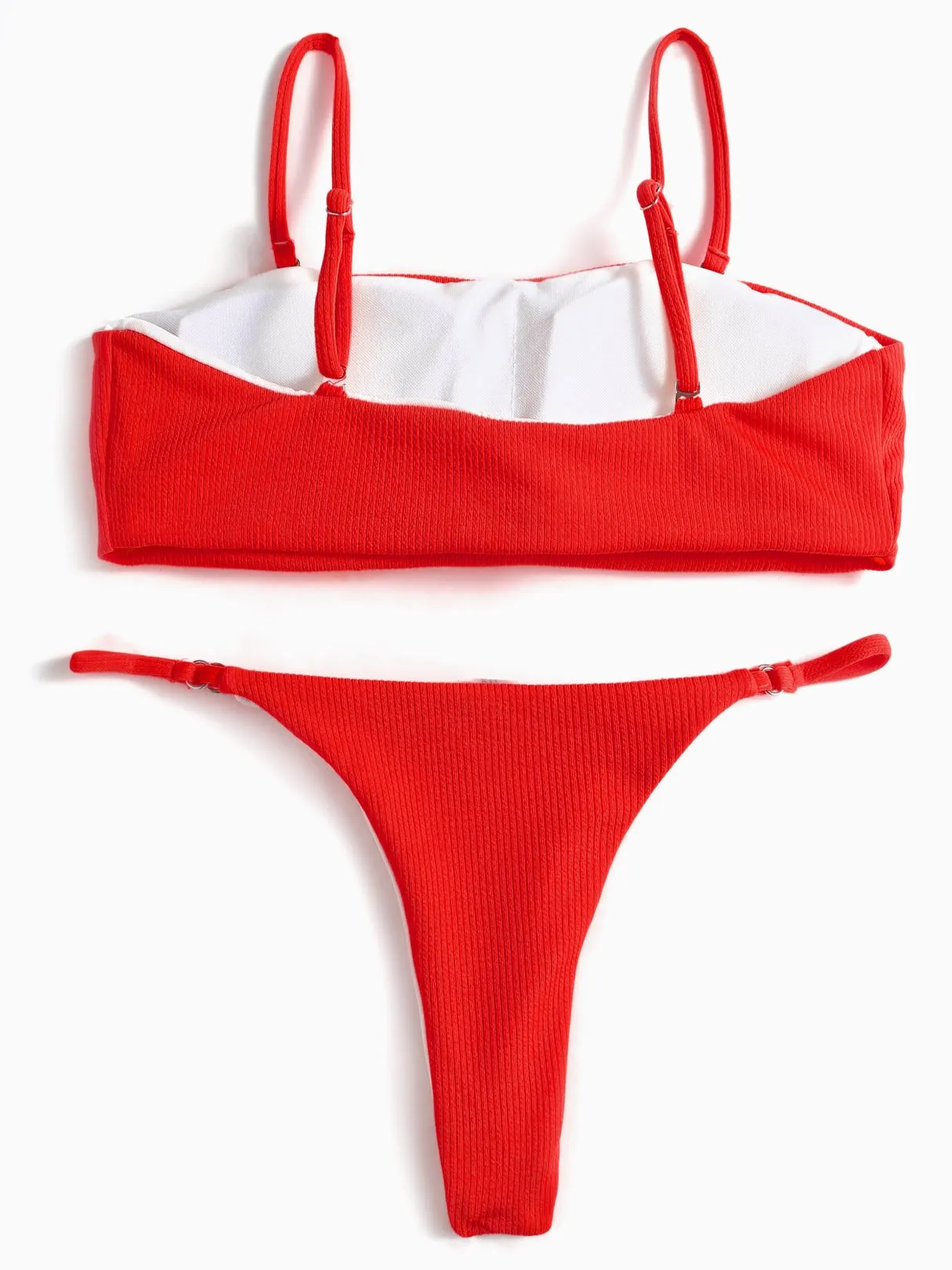Wholesale Red Square Neck Sleeveless 2 Piece Bikinis