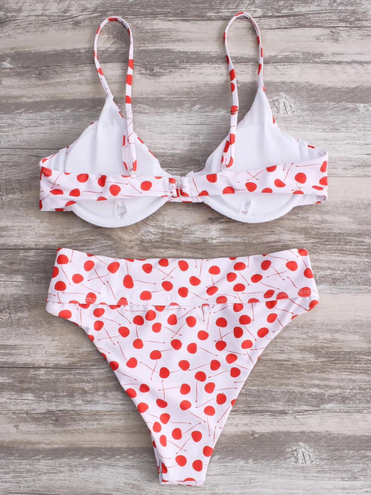 Wholesale Red V-Neck High Waist 2 Piece Bikini Set Swimwear