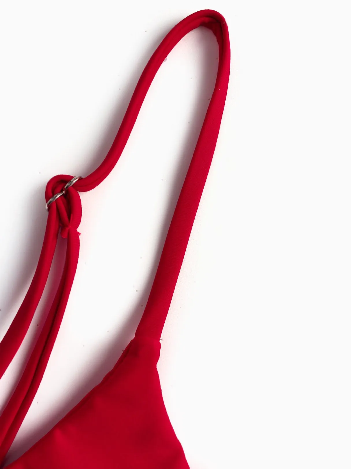 Wholesale Red V-Neck Plain Tie-Up High Waist Two Piece Bikinis