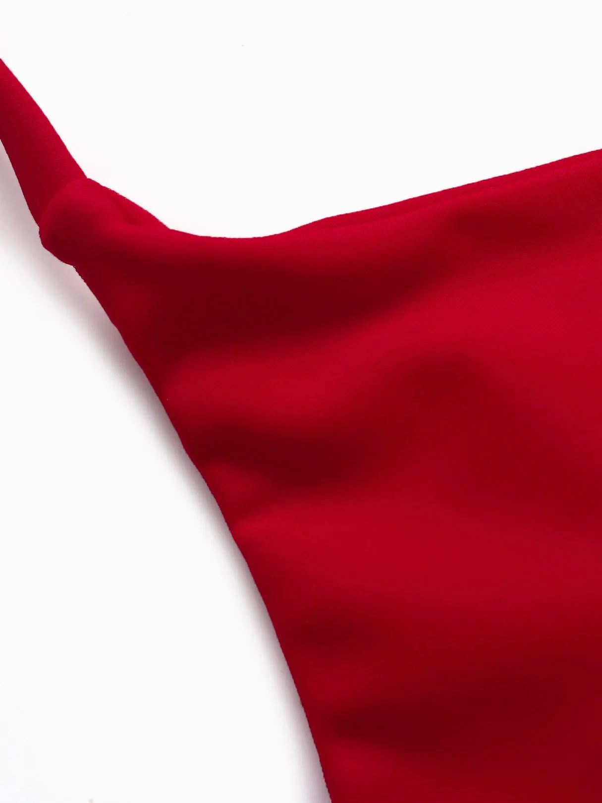 Wholesale Red V-Neck Plain Tie-Up High Waist Two Piece Bikinis