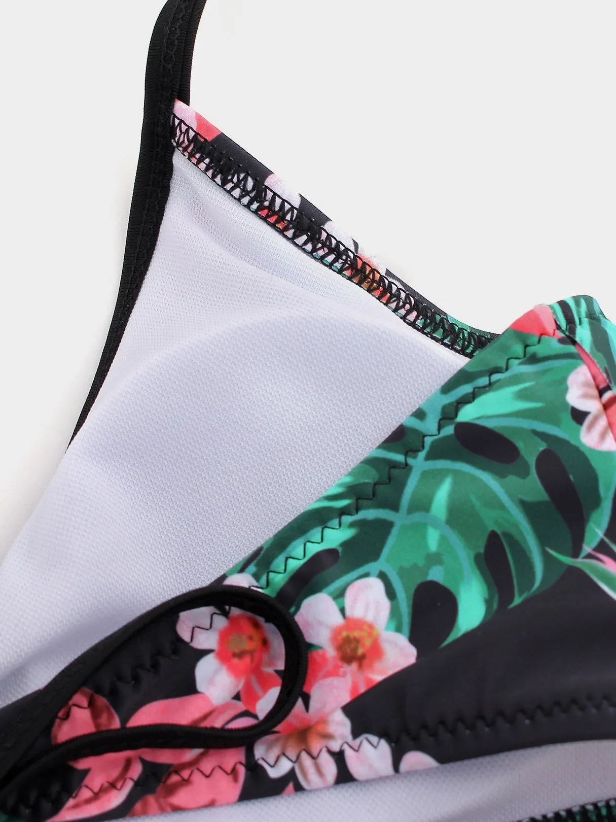 Wholesale Round Neck Floral Print Criss-Cross Tie-Up Bikinis