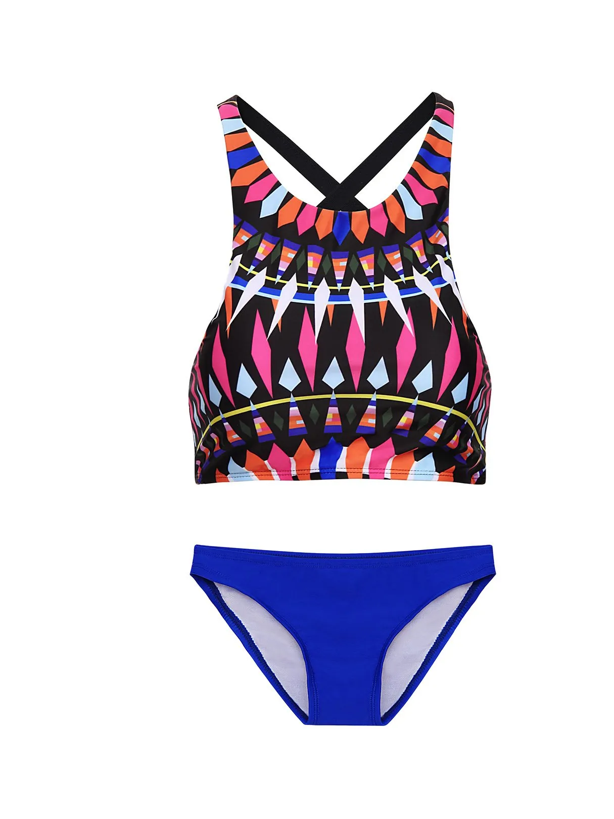 Wholesale Round Neck Sleeveless Geometrical 2 Piece Bikinis