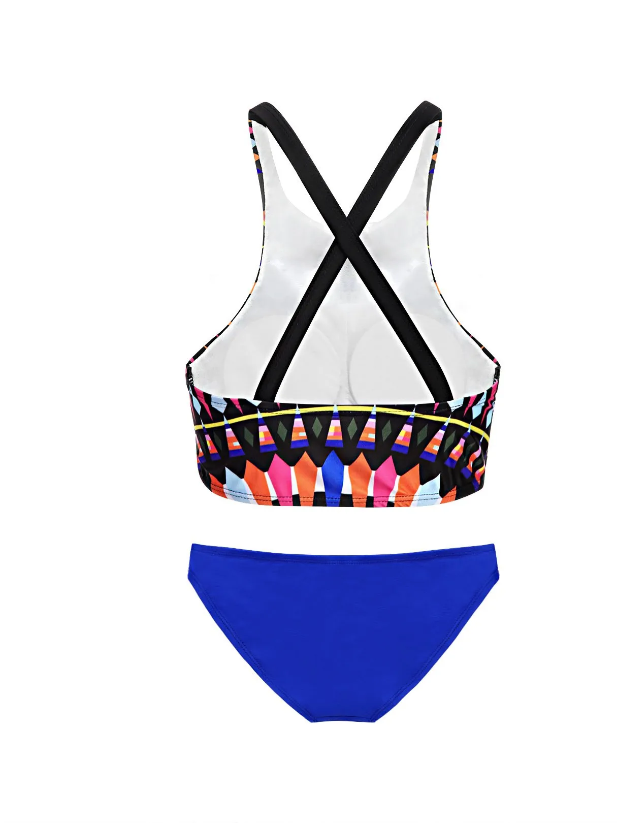 Wholesale Round Neck Sleeveless Geometrical 2 Piece Bikinis