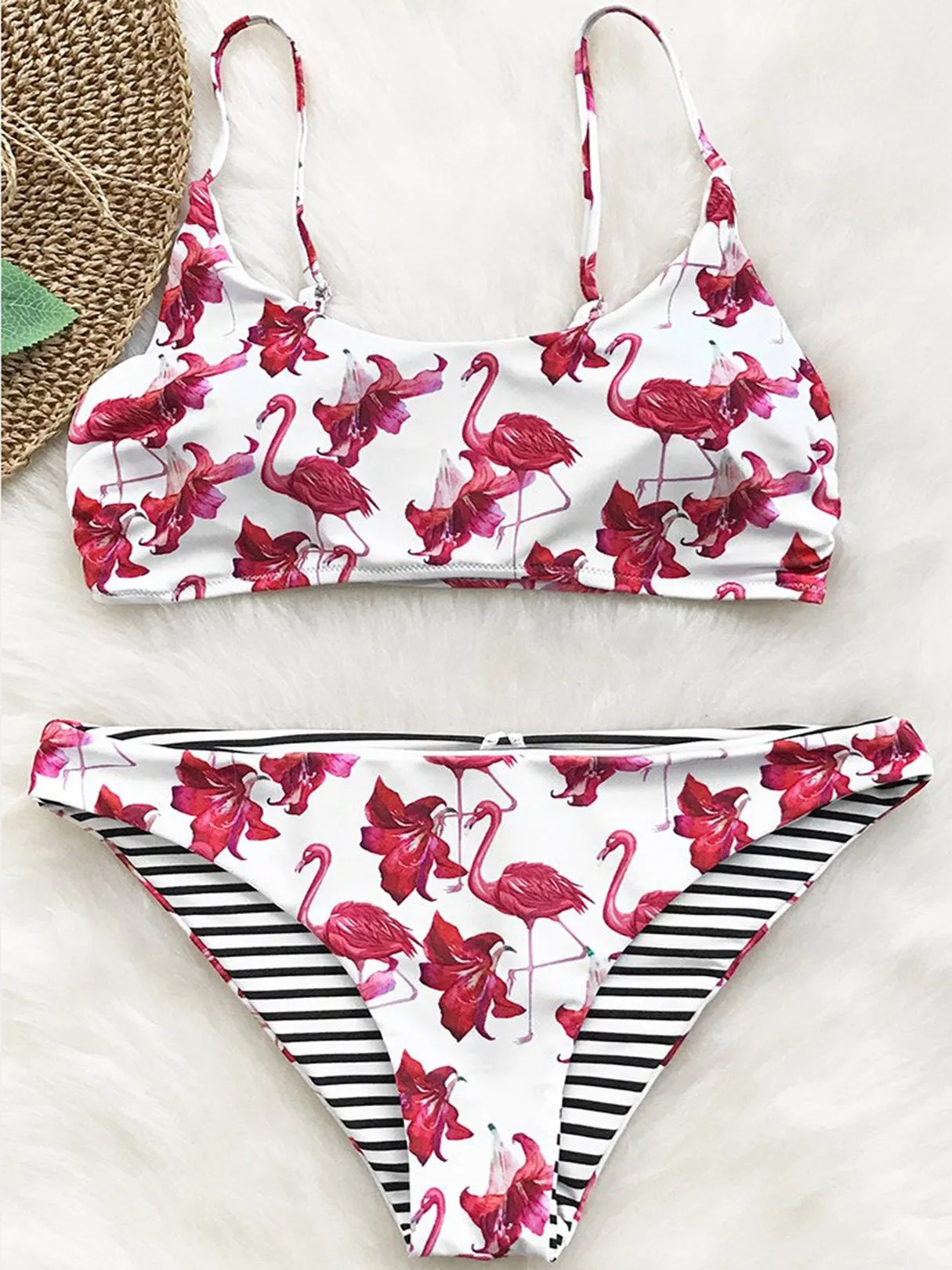 Wholesale Scoop Neck Floral Print 2 Piece Bikinis