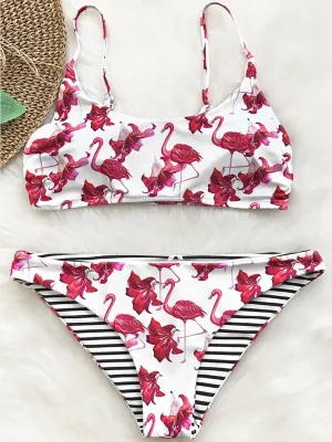 Wholesale Scoop Neck Floral Print 2 Piece Bikinis