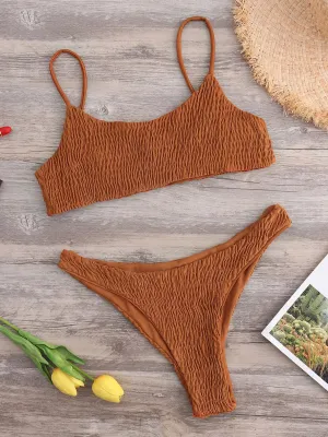 Wholesale Scoop Neck Plain Backless Spaghetti Strap Bikini
