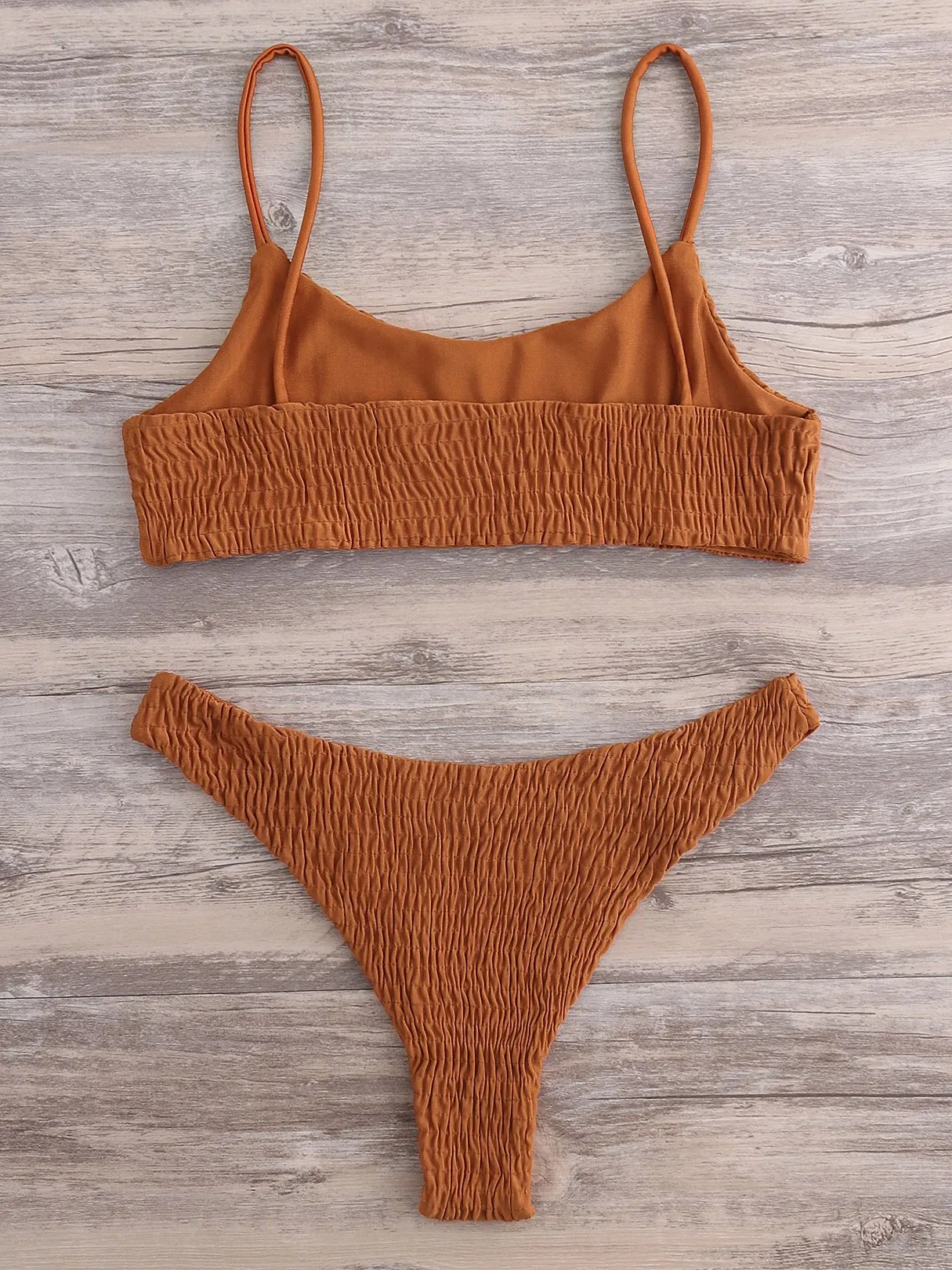 Wholesale Scoop Neck Plain Backless Spaghetti Strap Bikini