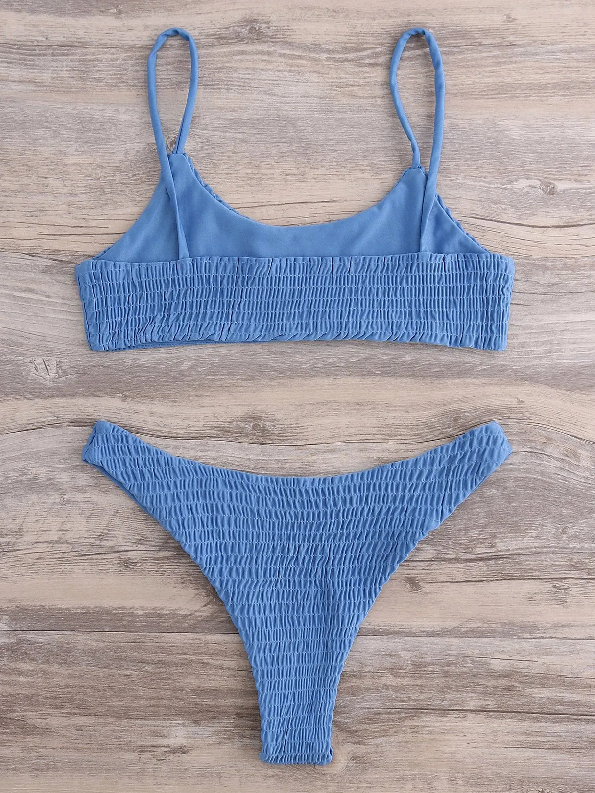 Wholesale Scoop Neck Plain Backless Spaghetti Strap Bikini
