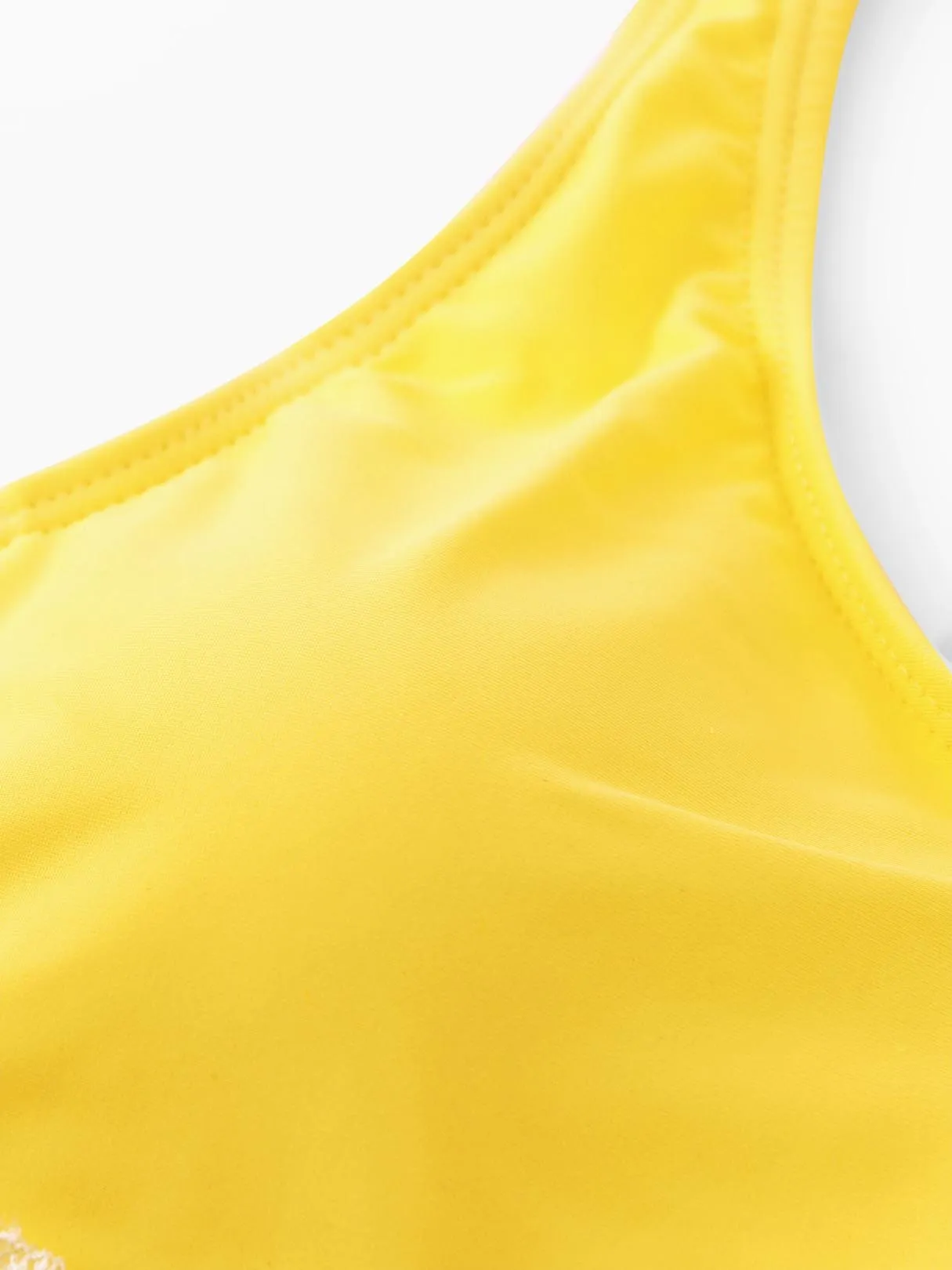 Wholesale Scoop Neck Plain Lace Sleeveless Yellow Bikini Set
