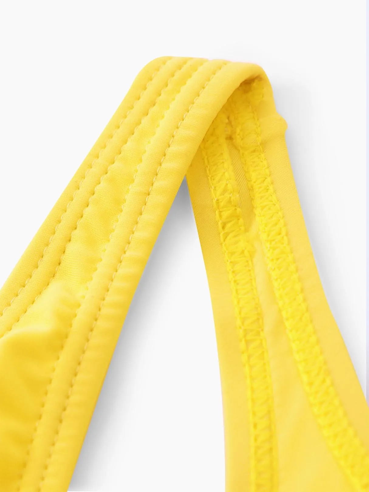 Wholesale Scoop Neck Plain Lace Sleeveless Yellow Bikini Set