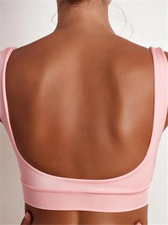 Wholesale Scoop Neck Sleeveless Plain Bodycon Bikini Top