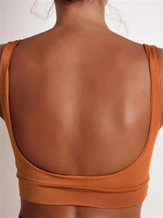 Wholesale Scoop Neck Sleeveless Plain Bodycon Bikini Top