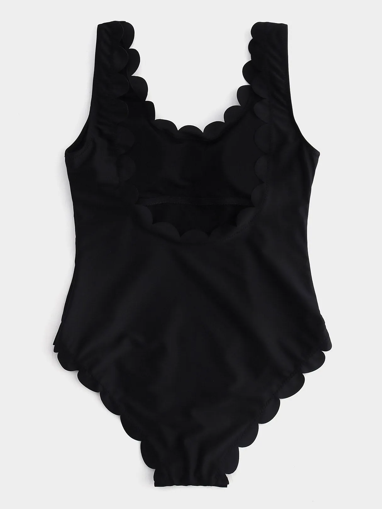Wholesale Scoop Neck Sleeveless Tie-Up Ruffle Hem Swimsuit