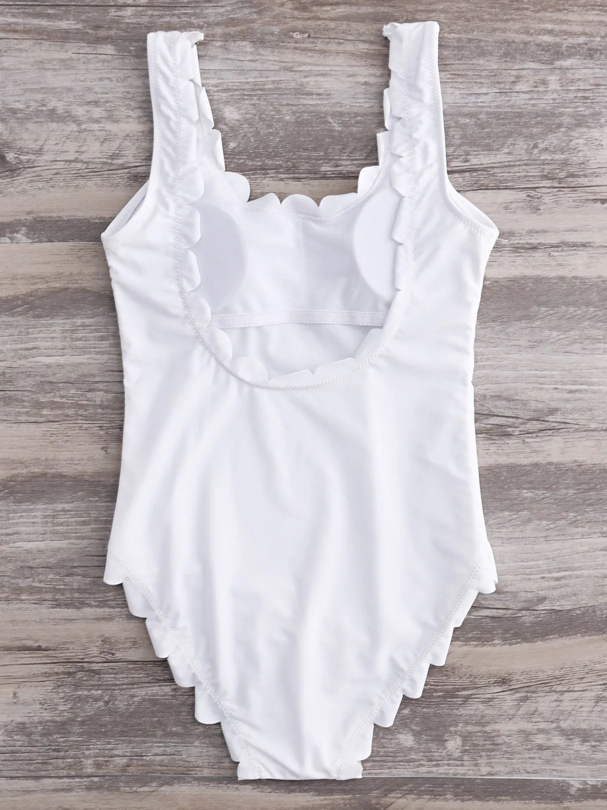 Wholesale Scoop Neck Sleeveless Tie-Up Ruffle Hem Swimsuit