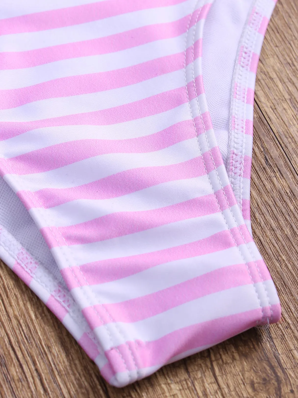 Wholesale Scoop Neck Stripe Sleeveless Pink Bikinis