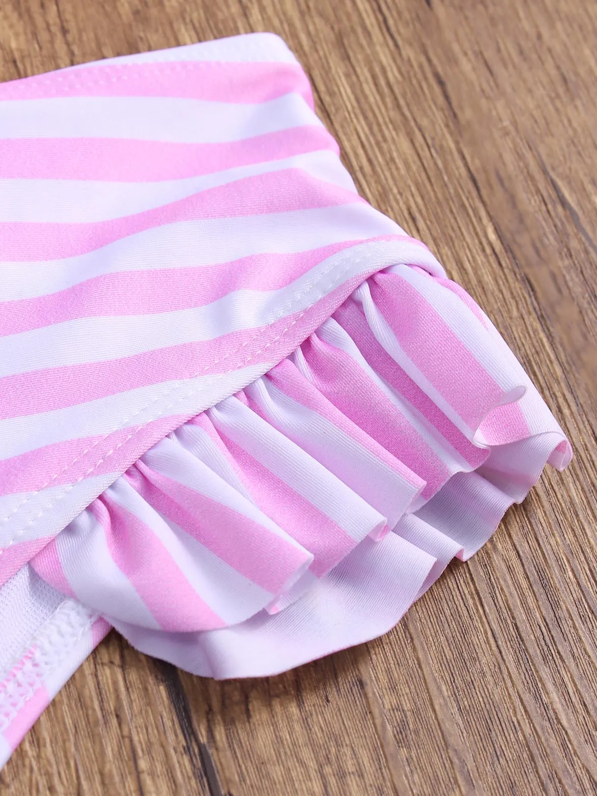 Wholesale Scoop Neck Stripe Sleeveless Pink Bikinis