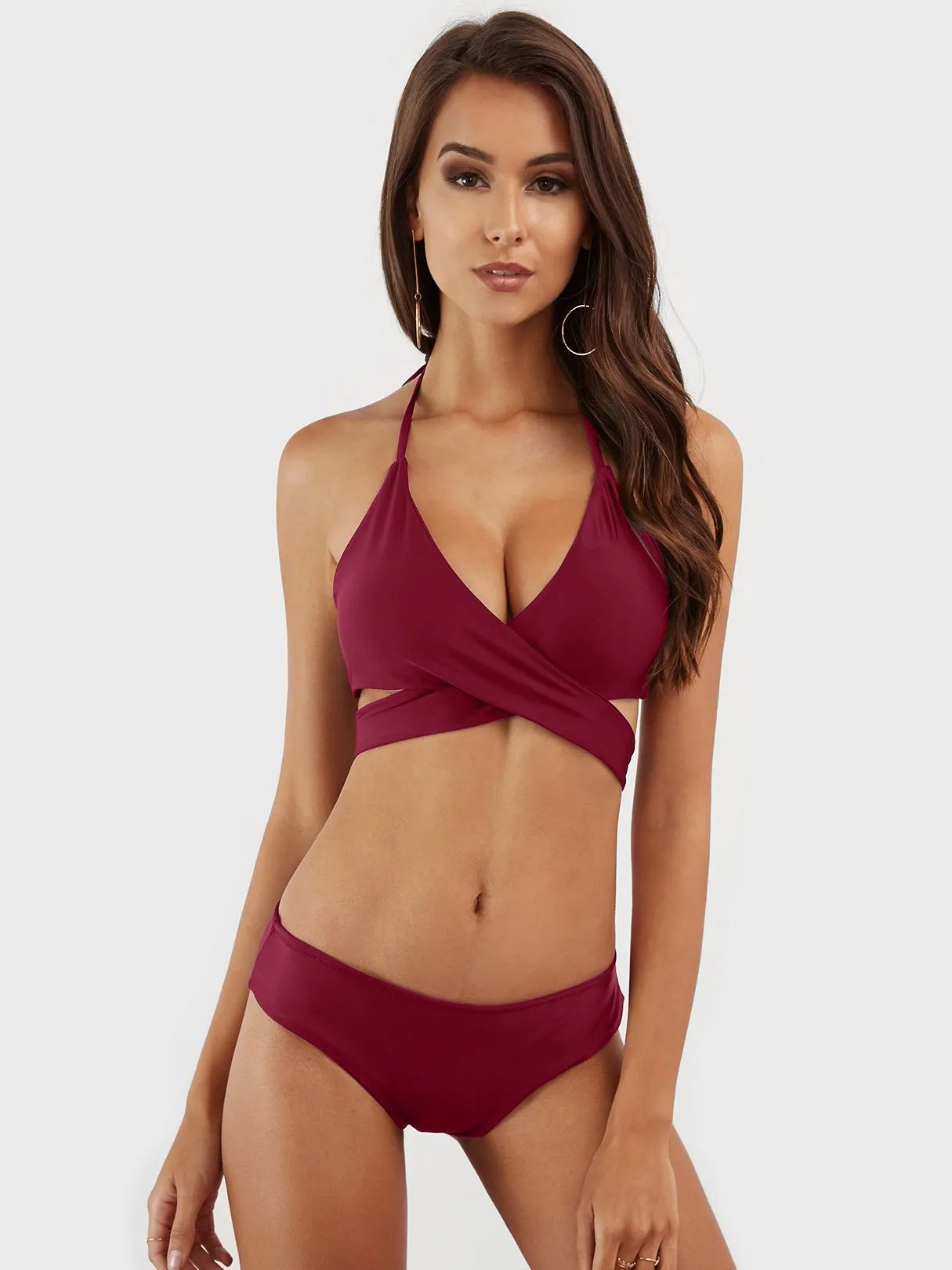 Wholesale Sleeveless Backless Lace-Up Bikini Set