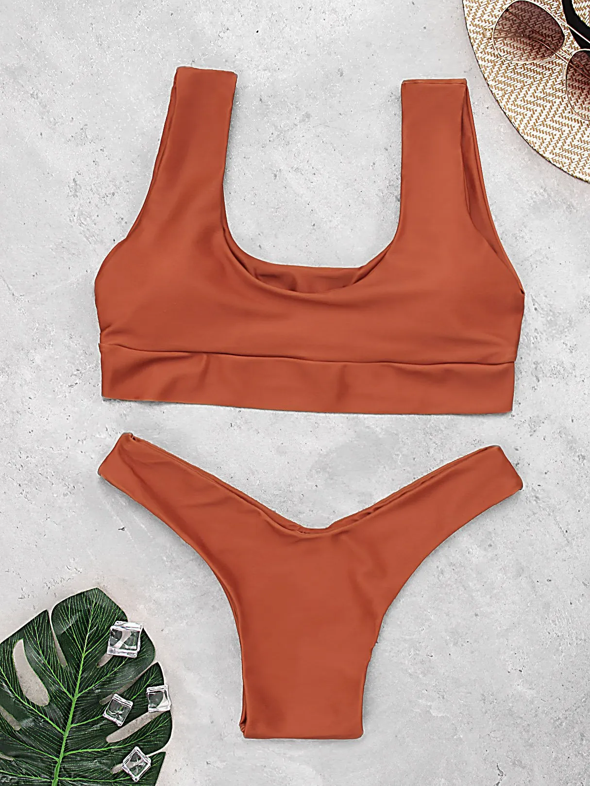 Wholesale Sleeveless Orange Bikinis