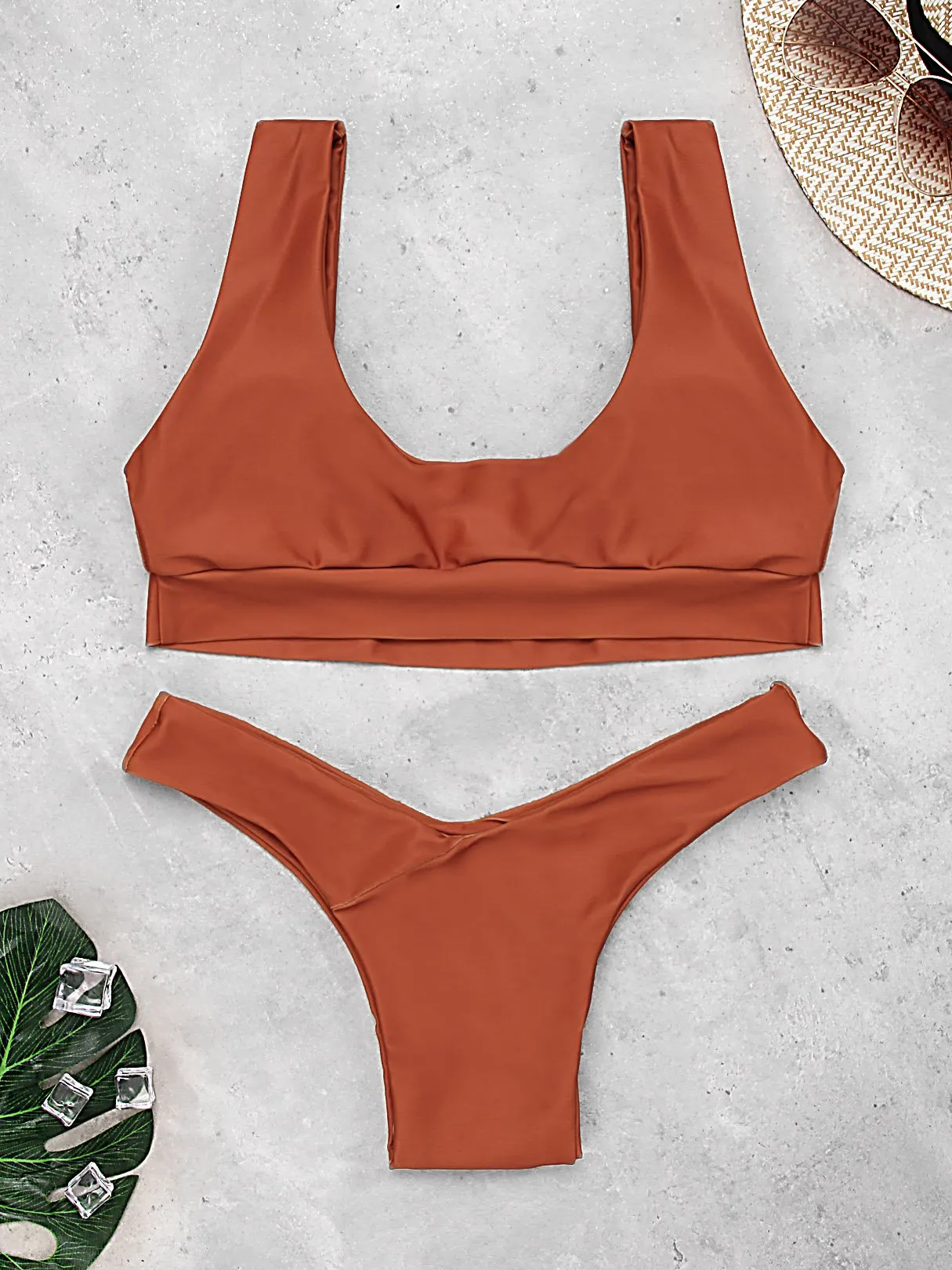 Wholesale Sleeveless Orange Bikinis