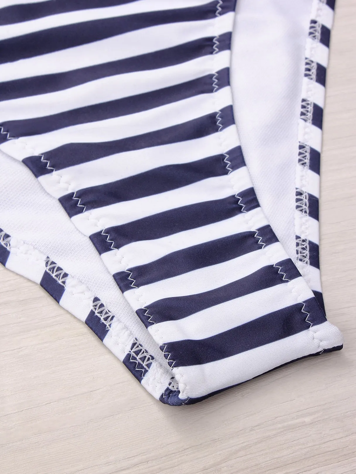 Wholesale Sleeveless Stripe Backless Spaghetti Strap Bikinis