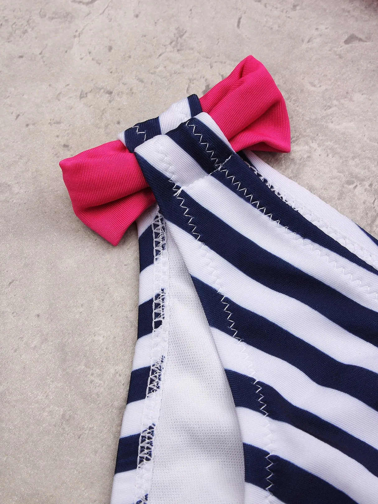 Wholesale Sleeveless Stripe Backless Spaghetti Strap Bikinis