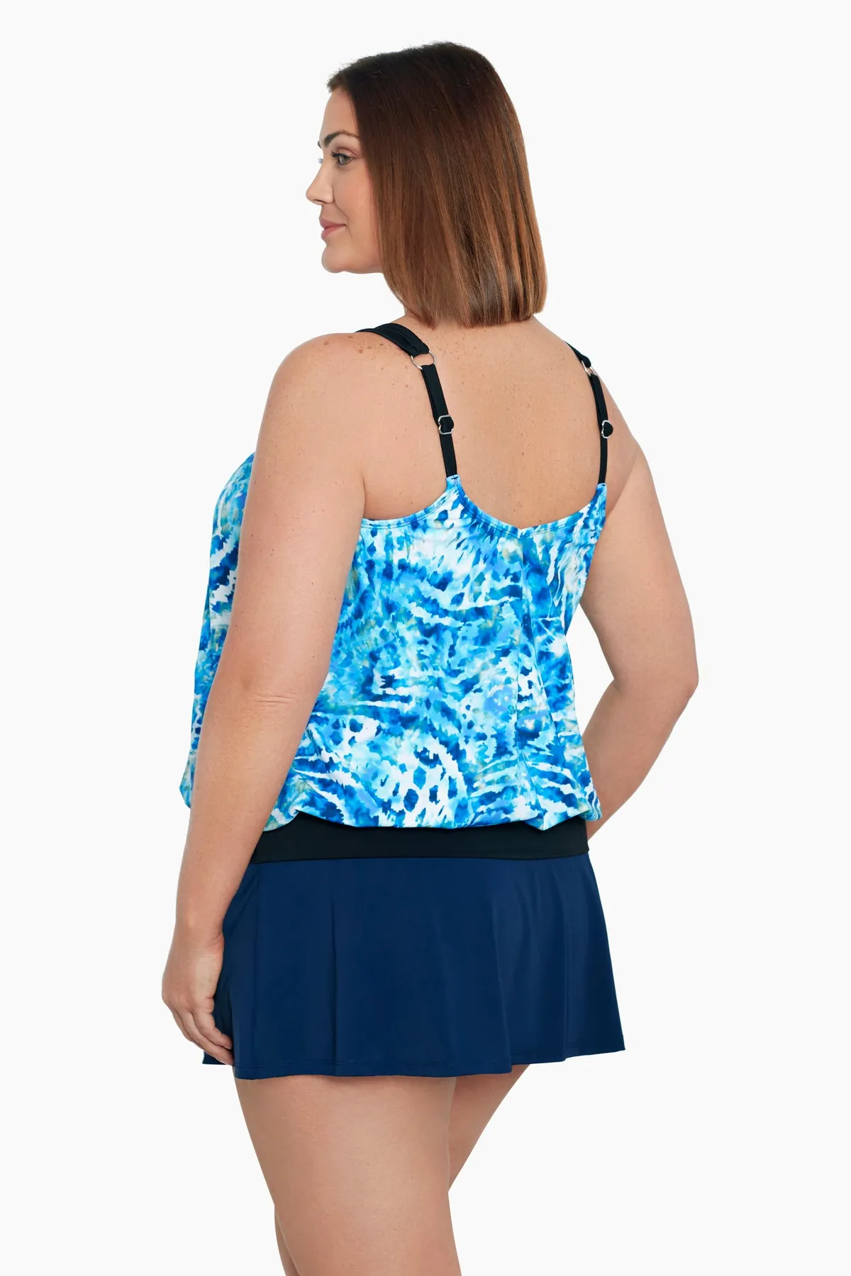 Wishy Washy Plus Size Blouson Ring Tankini Top