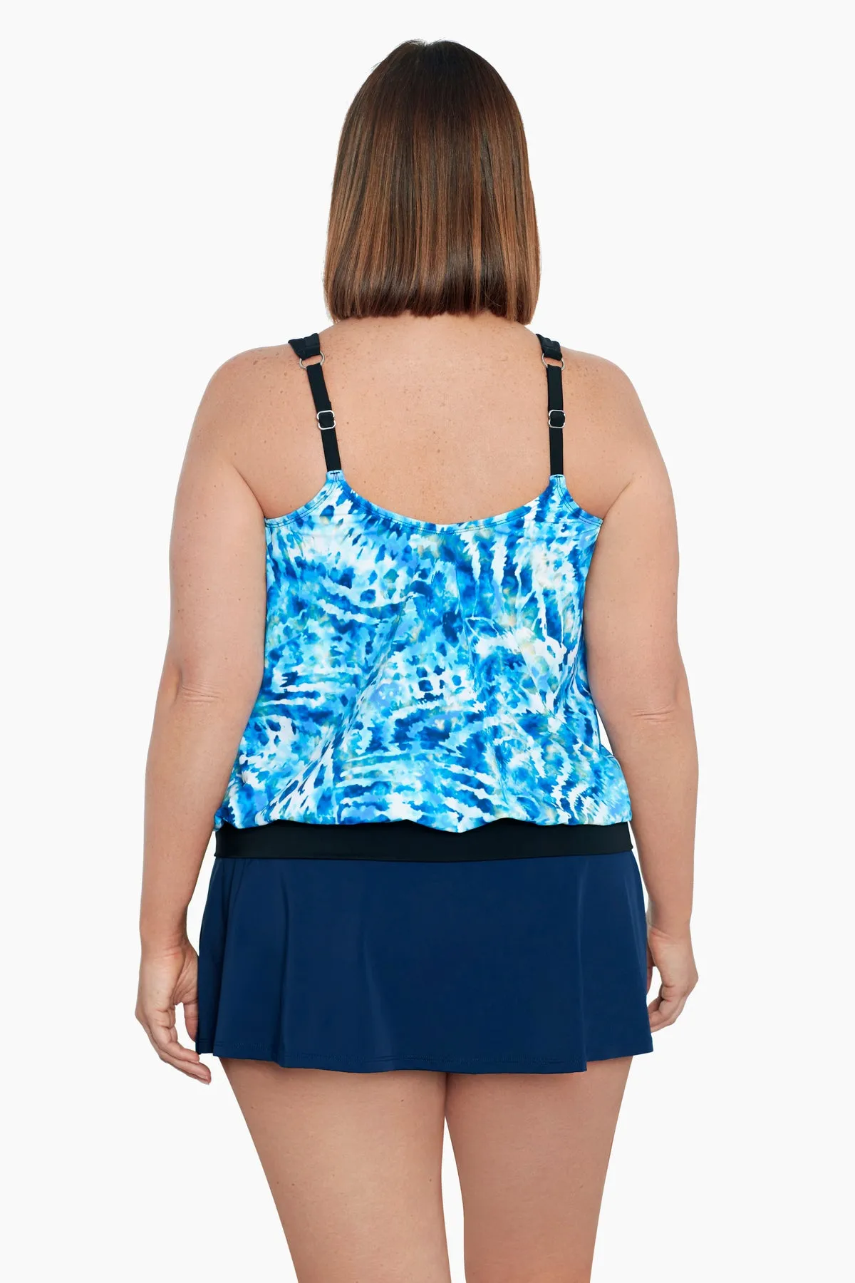 Wishy Washy Plus Size Blouson Ring Tankini Top