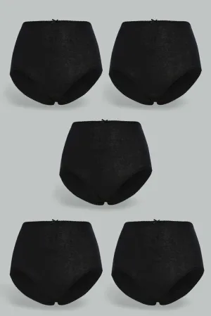 Women Black Full Brief (Pack of 5)