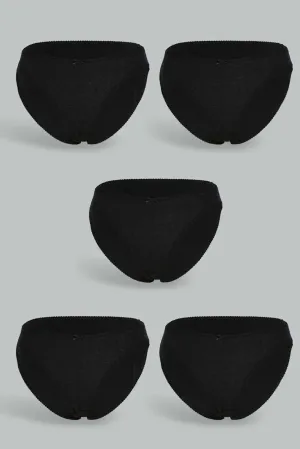 Women Black High Leg Brief (Pack of 5)