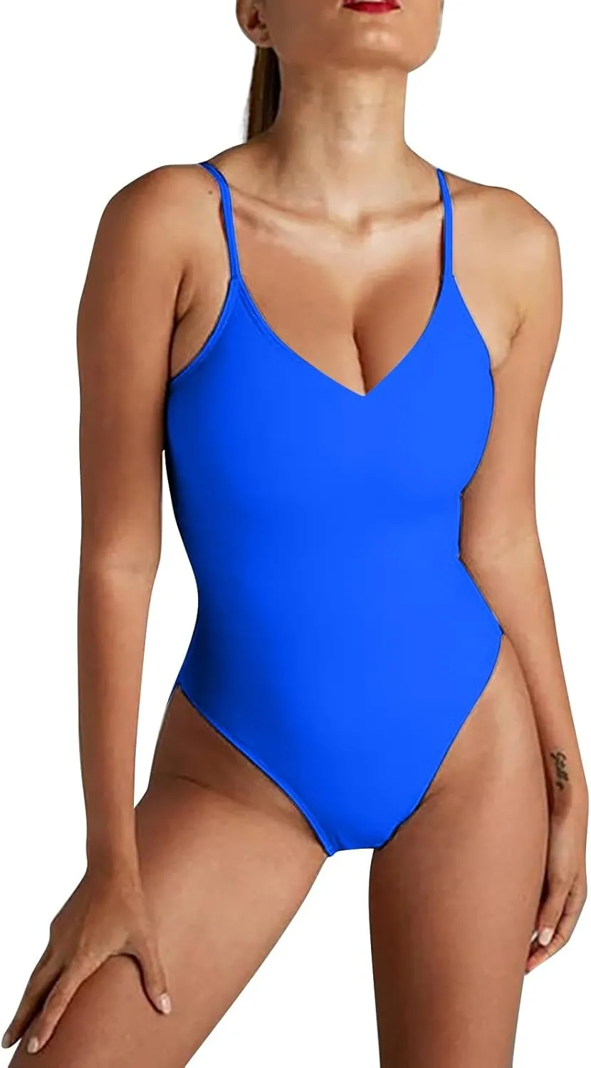 Women One Piece Backless Bikini Swimsuit Hawaiian Beach Sexy Push Up Padded Beachwear High Waiste Casual Bathing Suit