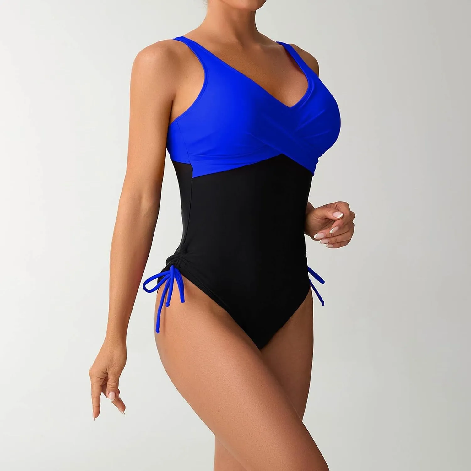 Women One Piece Bathing Suit Trendy Colorblock Tummy Control Swimsuits Slimming Criss Cross Modest Swim Suits 2025