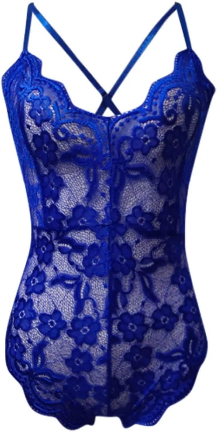 Women One Piece Lingerie Deep V Teddy Sexy Lace Bodysuit with Snap Crotch Lingerie Roleplay Lingerie Sexy Women Costumes