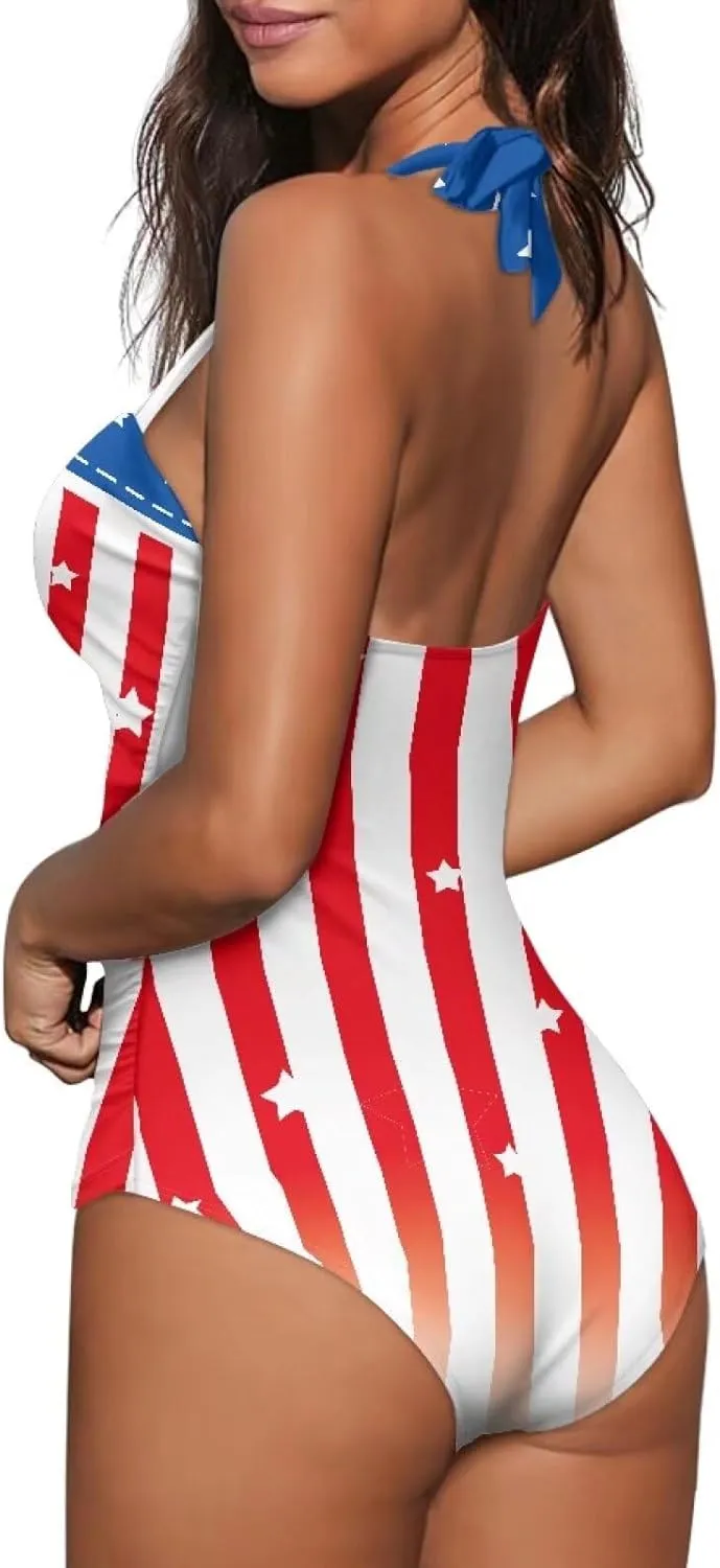 Women One Piece Swimsuit Halter Ruched High Waist Tummy Control Bathing Suit Backless Monokinis Swimwear Size S-2XL
