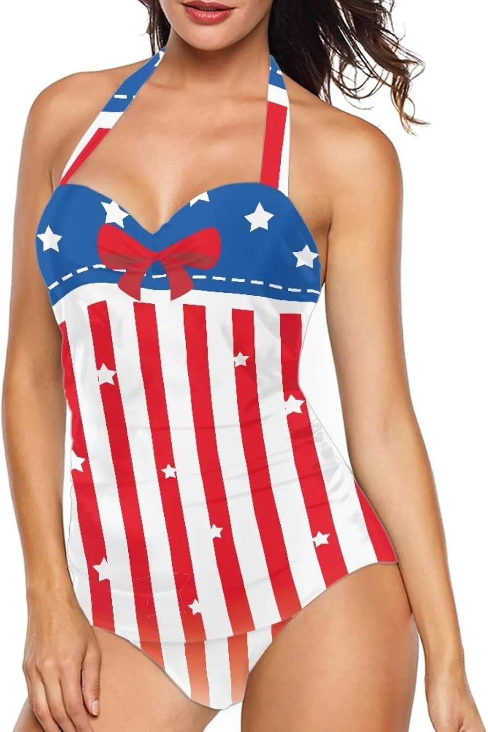 Women One Piece Swimsuit Halter Ruched High Waist Tummy Control Bathing Suit Backless Monokinis Swimwear Size S-2XL