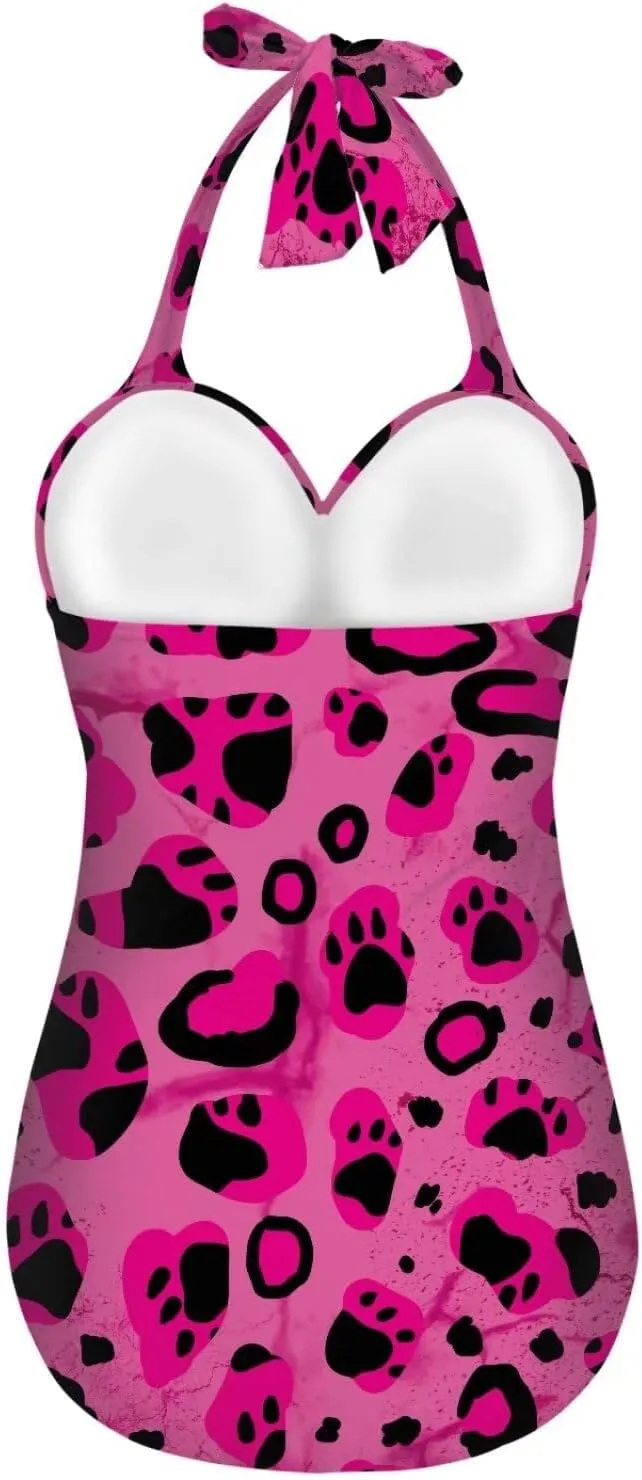 Women One Piece Swimsuit Halter Ruched High Waist Tummy Control Bathing Suit Backless Monokinis Swimwear Size S-2XL