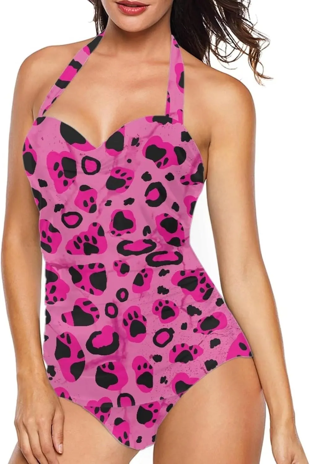 Women One Piece Swimsuit Halter Ruched High Waist Tummy Control Bathing Suit Backless Monokinis Swimwear Size S-2XL