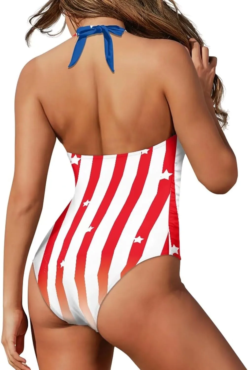 Women One Piece Swimsuit Halter Ruched High Waist Tummy Control Bathing Suit Backless Monokinis Swimwear Size S-2XL