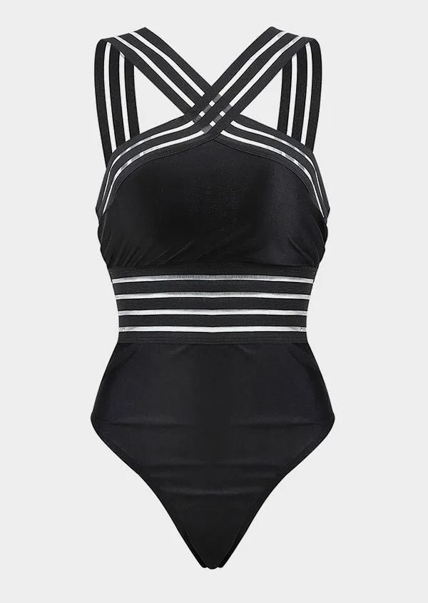 Women One Piece Swimwear Front Crossover Swimsuits Hollow Bathing Suits Monokinis
