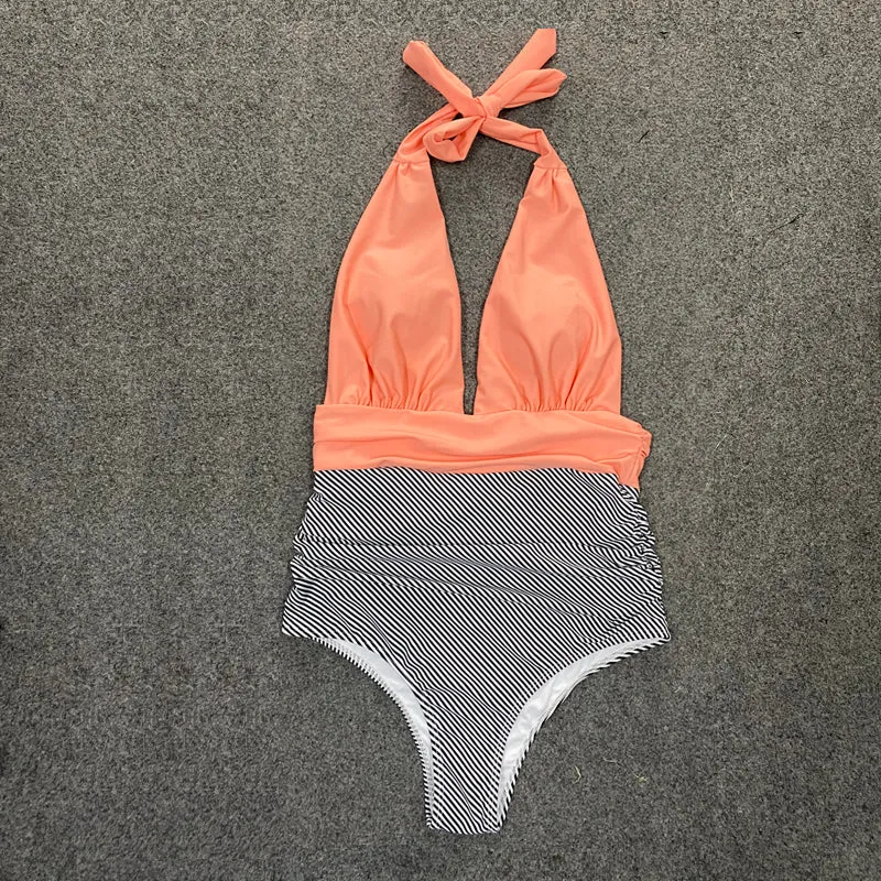 Women One Piece Swimwear Front Crossover Swimsuits Hollow Bathing Suits Monokinis