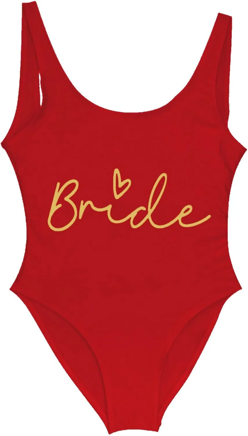 Women One Piece Tummy Control Swimsuits High Cut Bride Sexy Bathing Suit Slimming Swim Suit Letter Print Backless Swimwear