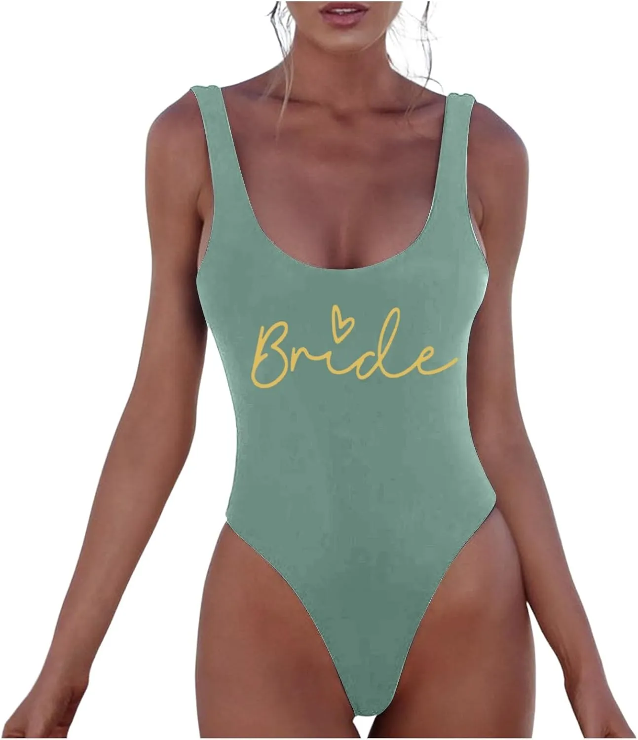Women One Piece Tummy Control Swimsuits High Cut Bride Sexy Bathing Suit Slimming Swim Suit Letter Print Backless Swimwear
