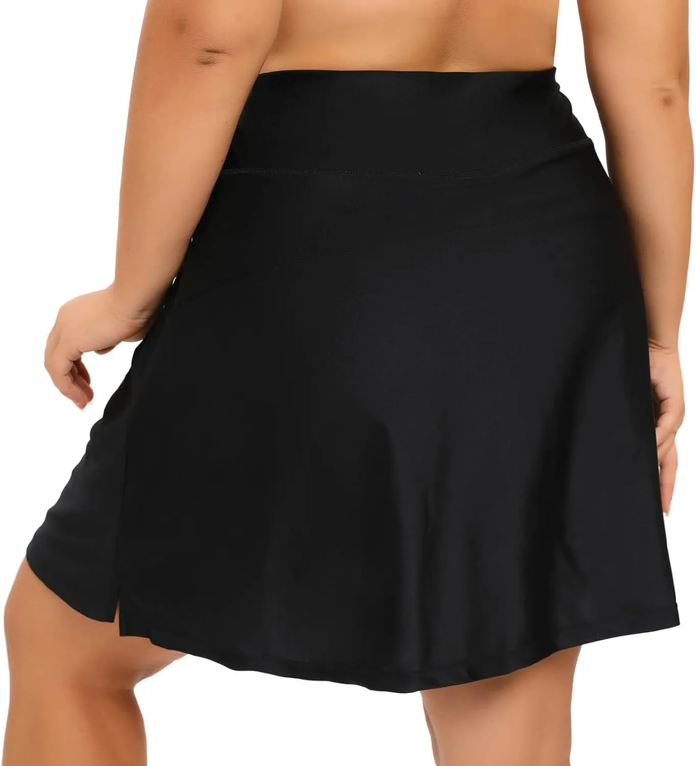 Women Plus Size Swim Skirt with Shorts High Waisted Swimming Skort Bathing Suit Skirts Bottoms Zipper Pockets